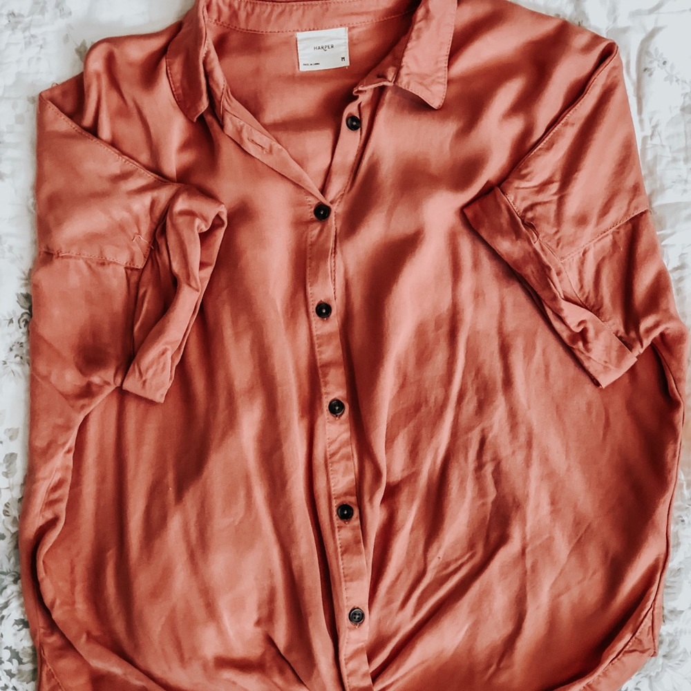 Harper button down with excess hem